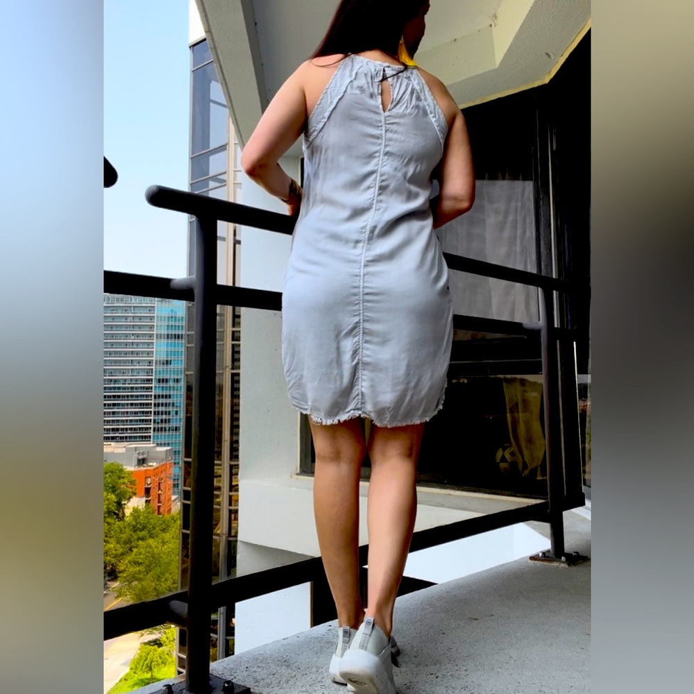Cloth & Stone Grey Fringed Tencel Halter Dress